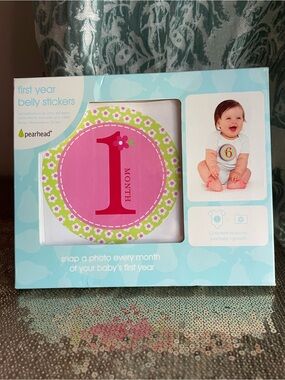 NIP Pearhead Pink & Green Floral Baby Milestone Stickers